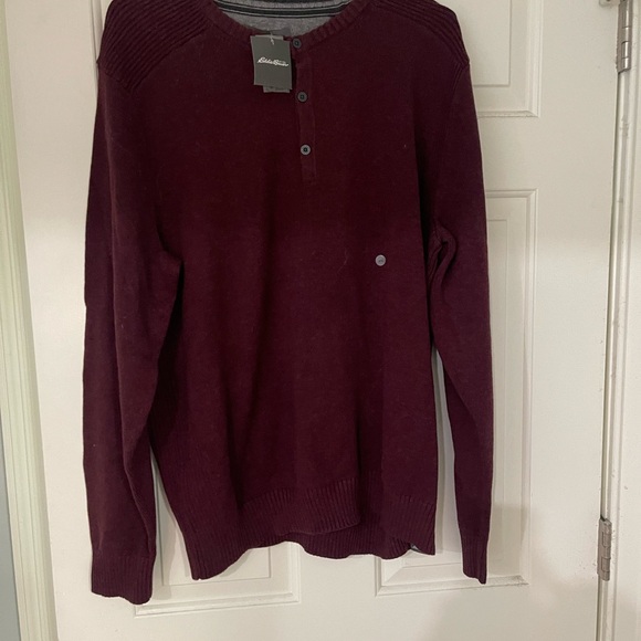 Eddie Bauer Men's Burgundy Crewneck Sweater 100% Cotton XL - Picture 1 of 1